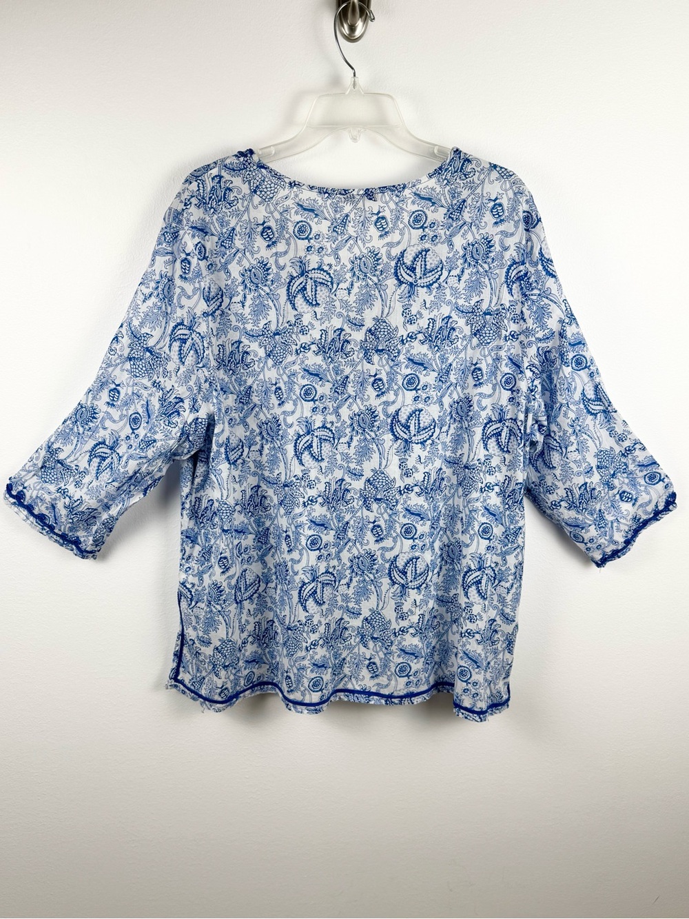 Anne Carson Blue Paisley Cotton Tunic size 2X - Picture 5 of 16